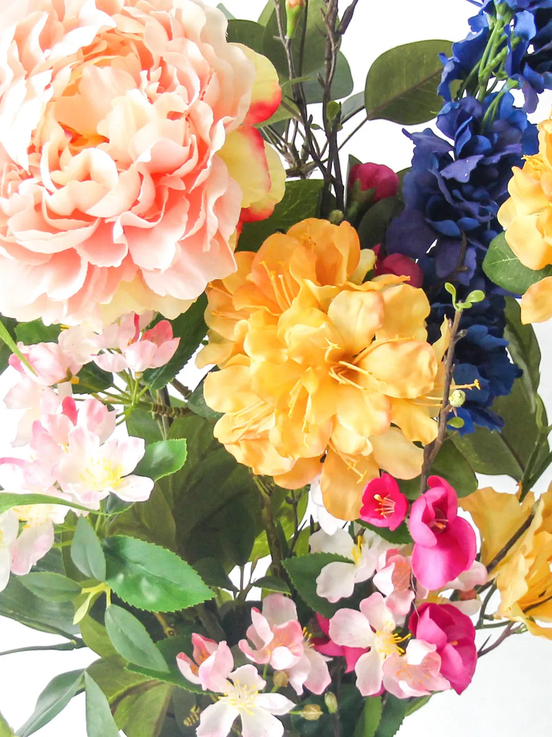 Zijden boeket Fleurie met cherry blossom roze en peony peach