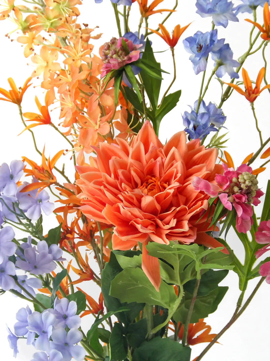 Zijden boeket Viv met Dahlia peach en Eremurus peach