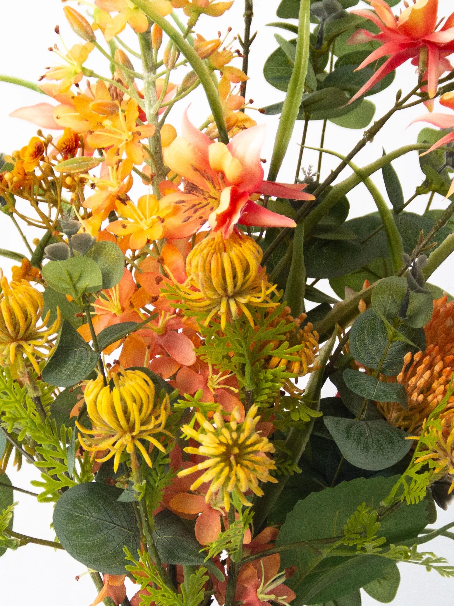 Zijden herfstboeket Faya met peach Sedum en oranje Eremurus – 80 cm