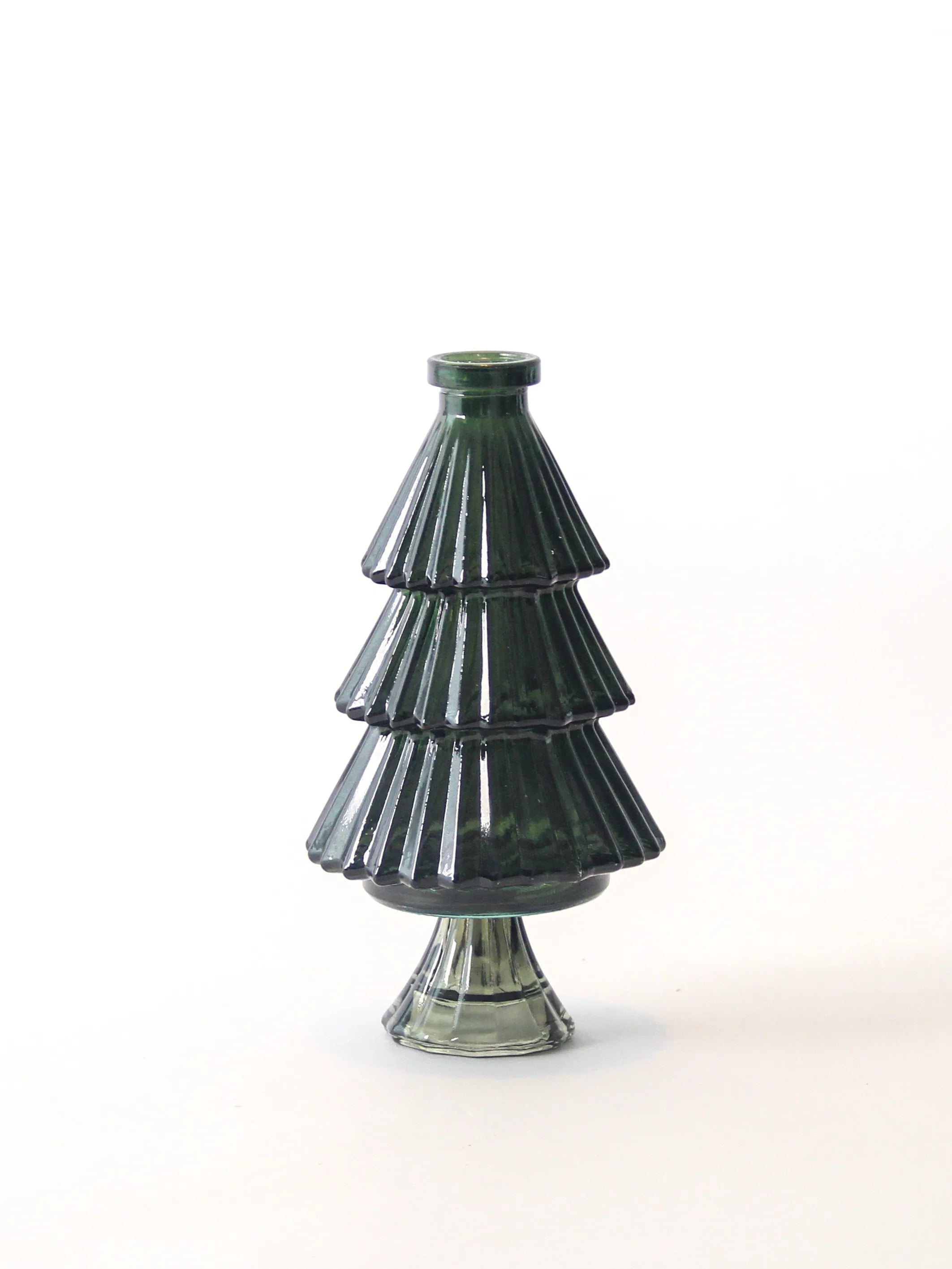 Glazen kerstboom vaas Evergreen Charm in donkergroen, 21 cm