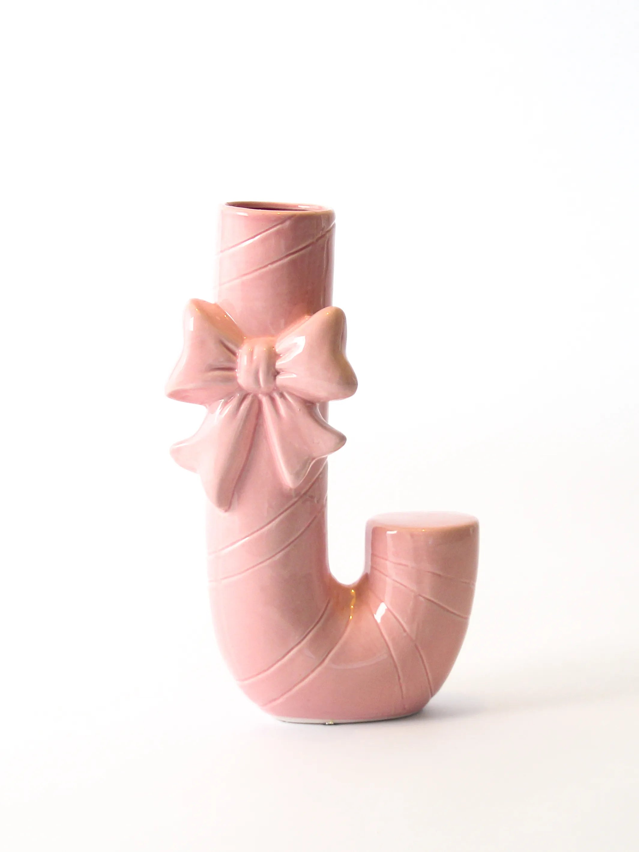 Roze kerstvaas Sugar Rose met strik, 35 cm