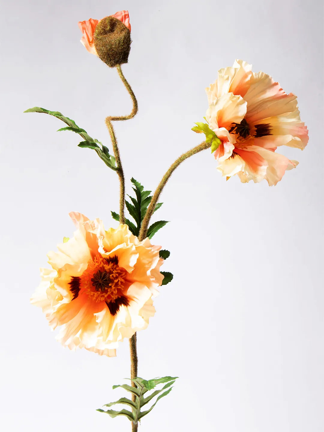  Zijden bloem Poppy in perzikkleur van 90 cm